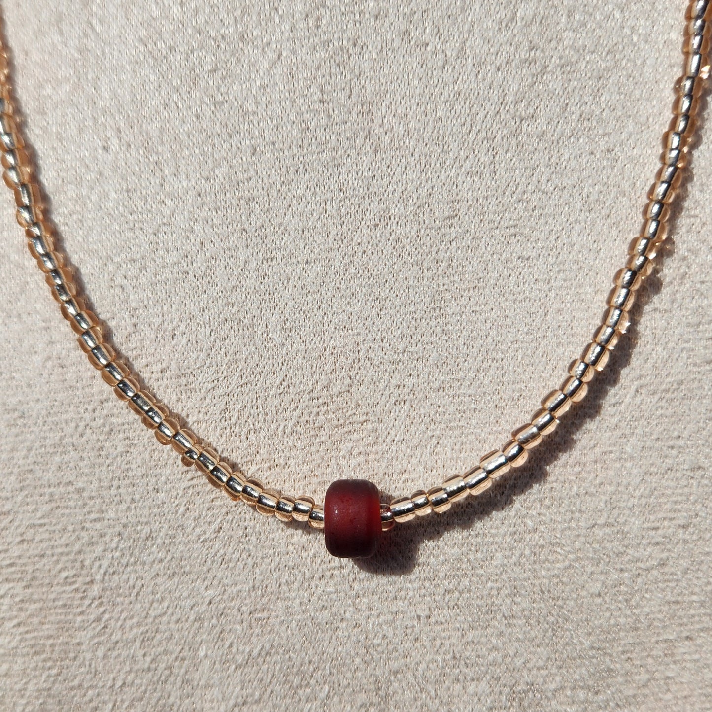 brown upcycled glass beaded necklace