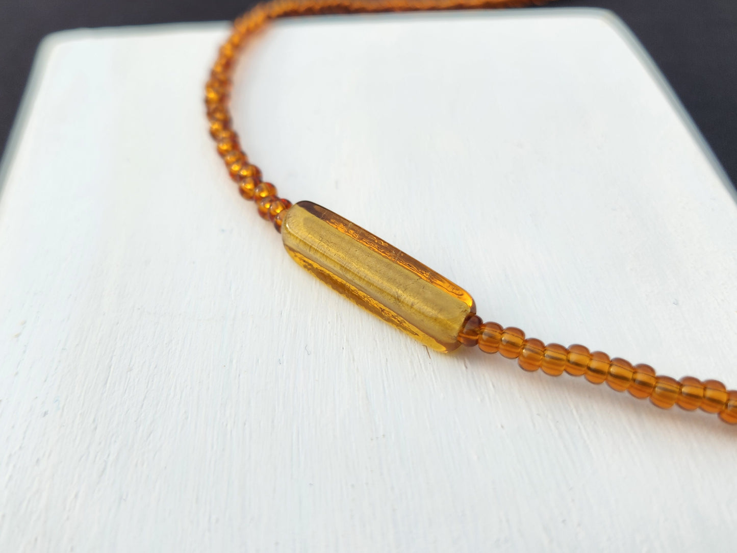 brown upcycled glass beaded necklace
