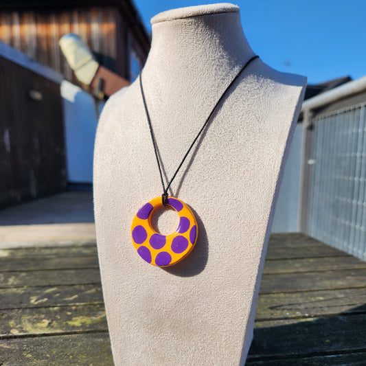 orange and purple dots pendant necklace