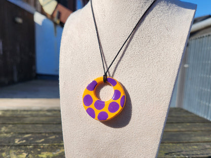 orange and purple dots pendant necklace