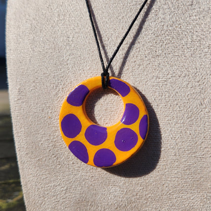orange and purple dots pendant necklace