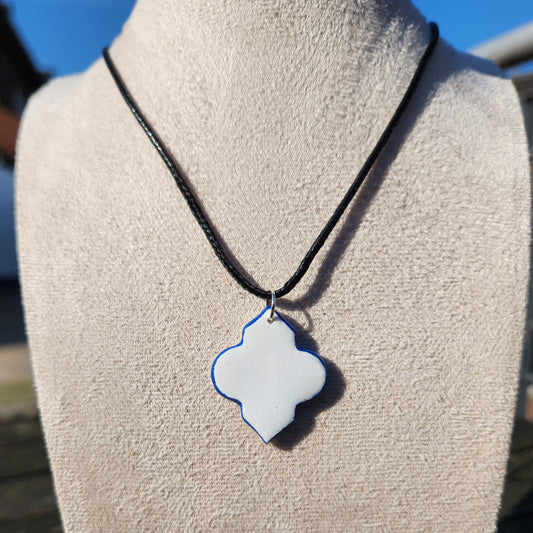 (multiple colours) ornate shape clay pendant necklace