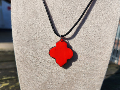 (multiple colours) ornate shape clay pendant necklace