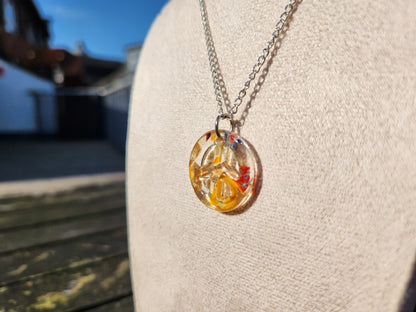 upcycled glass peace charm silver chain necklace
