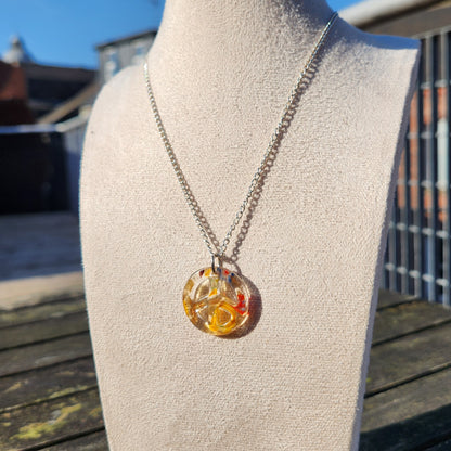 upcycled glass peace charm silver chain necklace