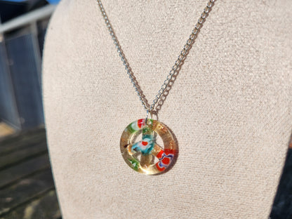 upcycled glass peace charm silver chain necklace