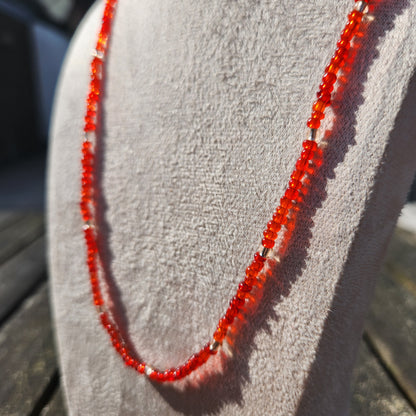 red and champagne glass beaded necklace