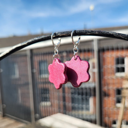 (multiple colours) flower clay charm silver huggie hoops drop earrings