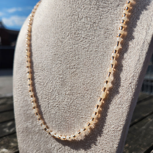 cream and champagne glass bead necklace