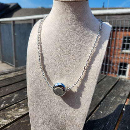 silver glass upcycled beaded necklace