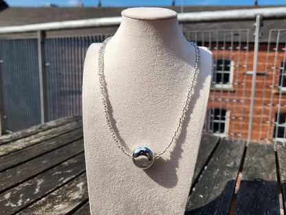 silver glass upcycled beaded necklace