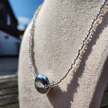 silver glass upcycled beaded necklace