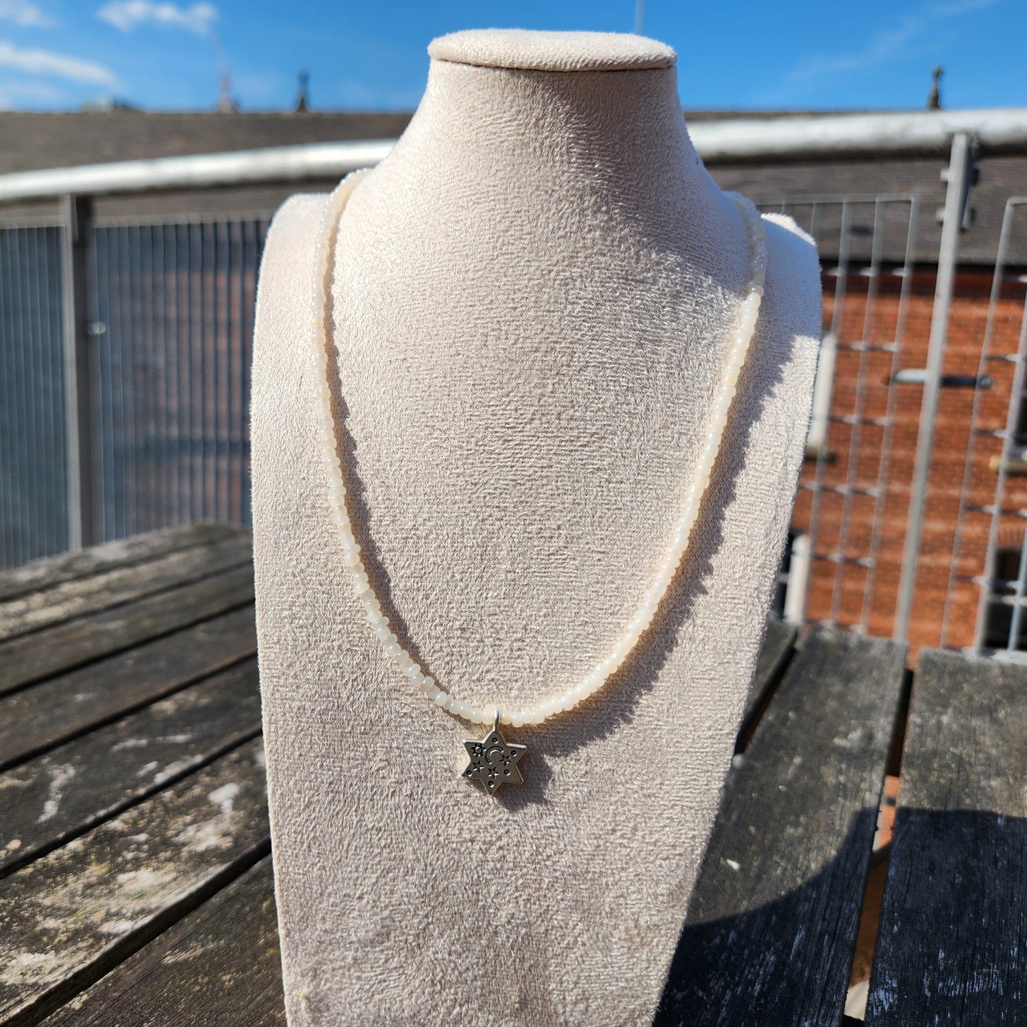 (multiple colours) silver star of david glass bead necklace