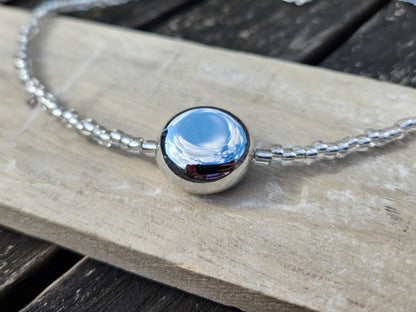 silver glass upcycled beaded necklace