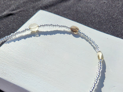 citrine and smokey quartz glass bead necklace