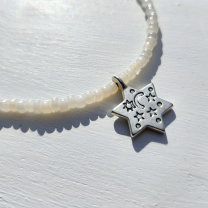 (multiple colours) silver star of david glass bead necklace