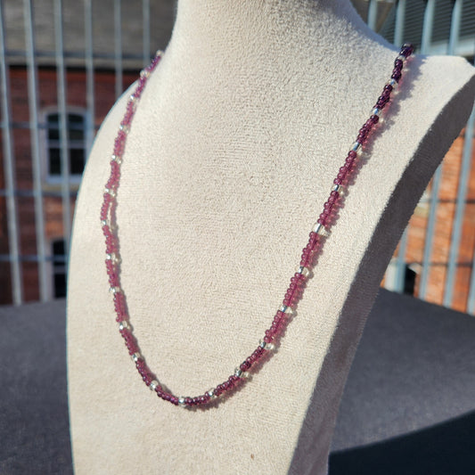 dark purple and silver glass beaded necklace