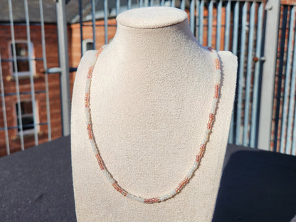 peach and cream glass beaded necklace