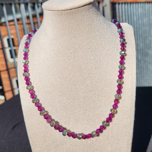 blue and purple faceted bead necklace