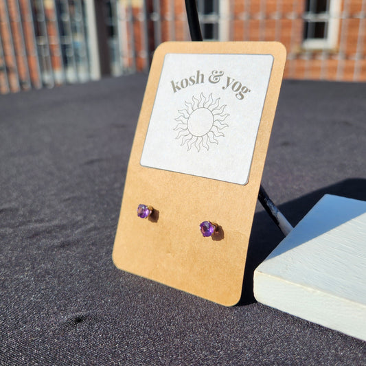 amethyst studs 925 sterling silver earrings