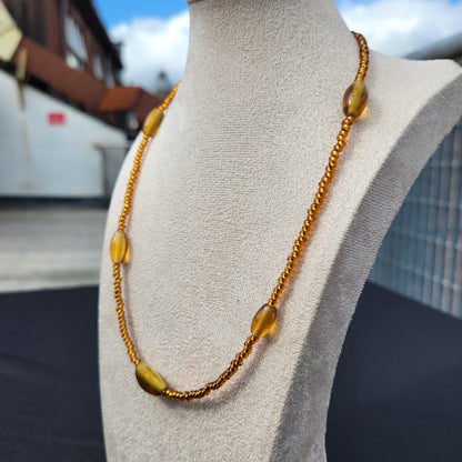 upcycled brown glass beaded necklace