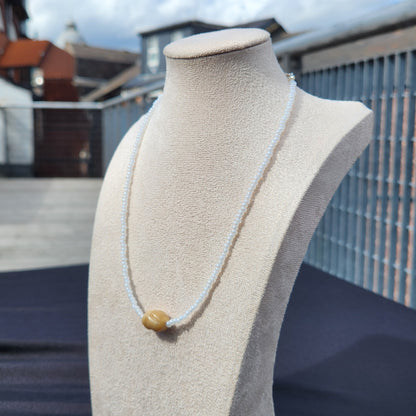 white and brown upcycled glass beaded necklaces