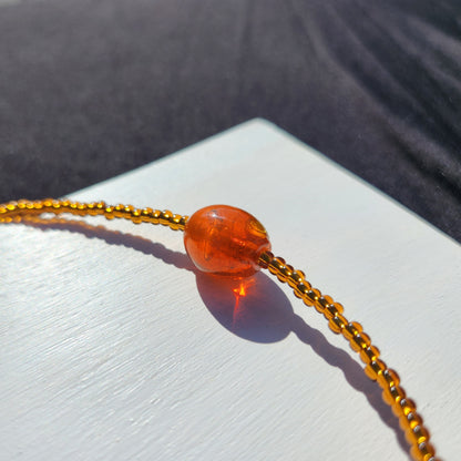 brown and orange upcycled glass beaded necklace