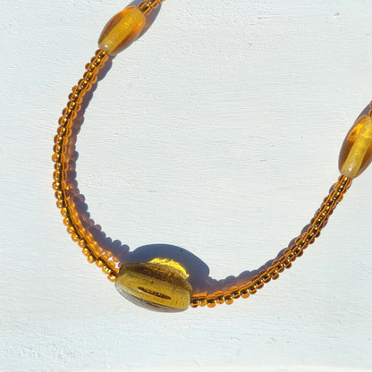 upcycled brown glass beaded necklace