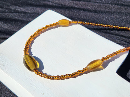 upcycled brown glass beaded necklace