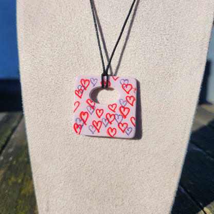 messy hearts square clay pendant necklace & sticker sheet [KOSH & YOG x AJAIBGHAR]