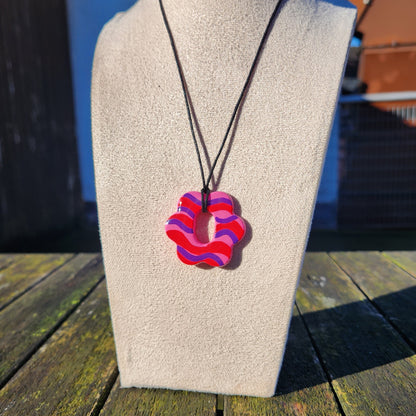 wavy flower clay pendant necklace & sticker sheet [KOSH & YOG x AJAIBGHAR]