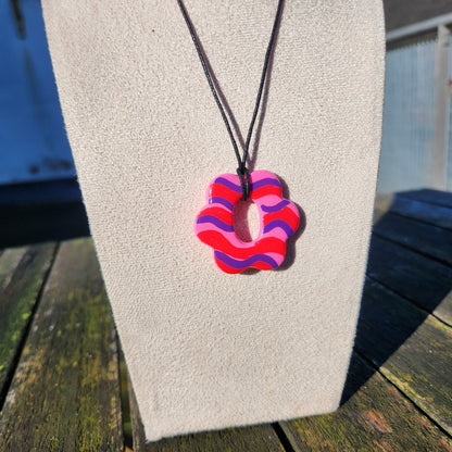 wavy flower clay pendant necklace & sticker sheet [KOSH & YOG x AJAIBGHAR]
