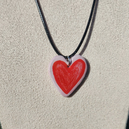 red pencil heart clay pendant necklace & sticker sheet [KOSH & YOG x AJAIBGHAR]