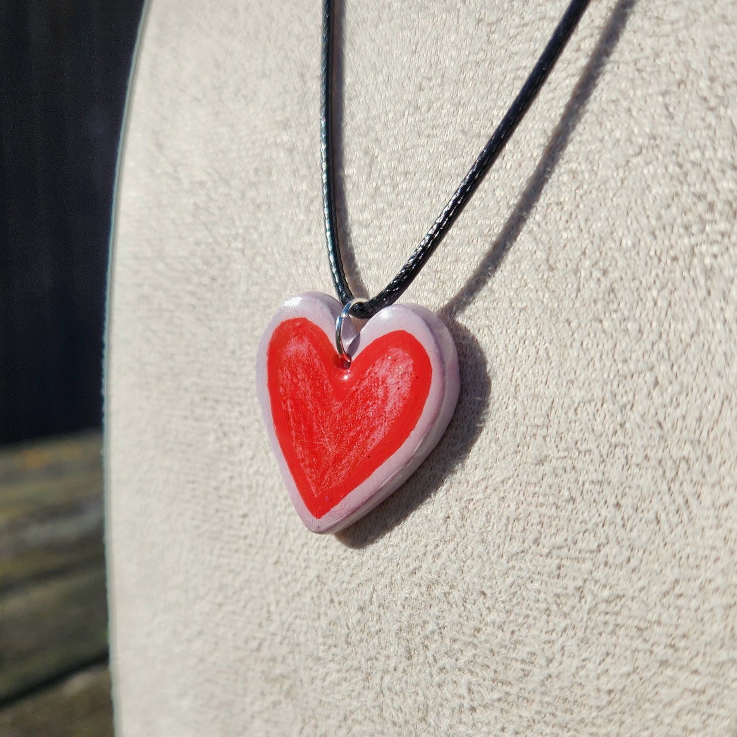 red pencil heart clay pendant necklace & sticker sheet [KOSH & YOG x AJAIBGHAR]