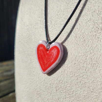 red pencil heart clay pendant necklace & sticker sheet [KOSH & YOG x AJAIBGHAR]
