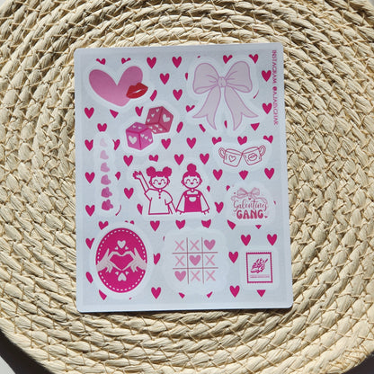 3D purple heart clay pendant necklace & sticker sheet [KOSH & YOG x AJAIBGHAR]