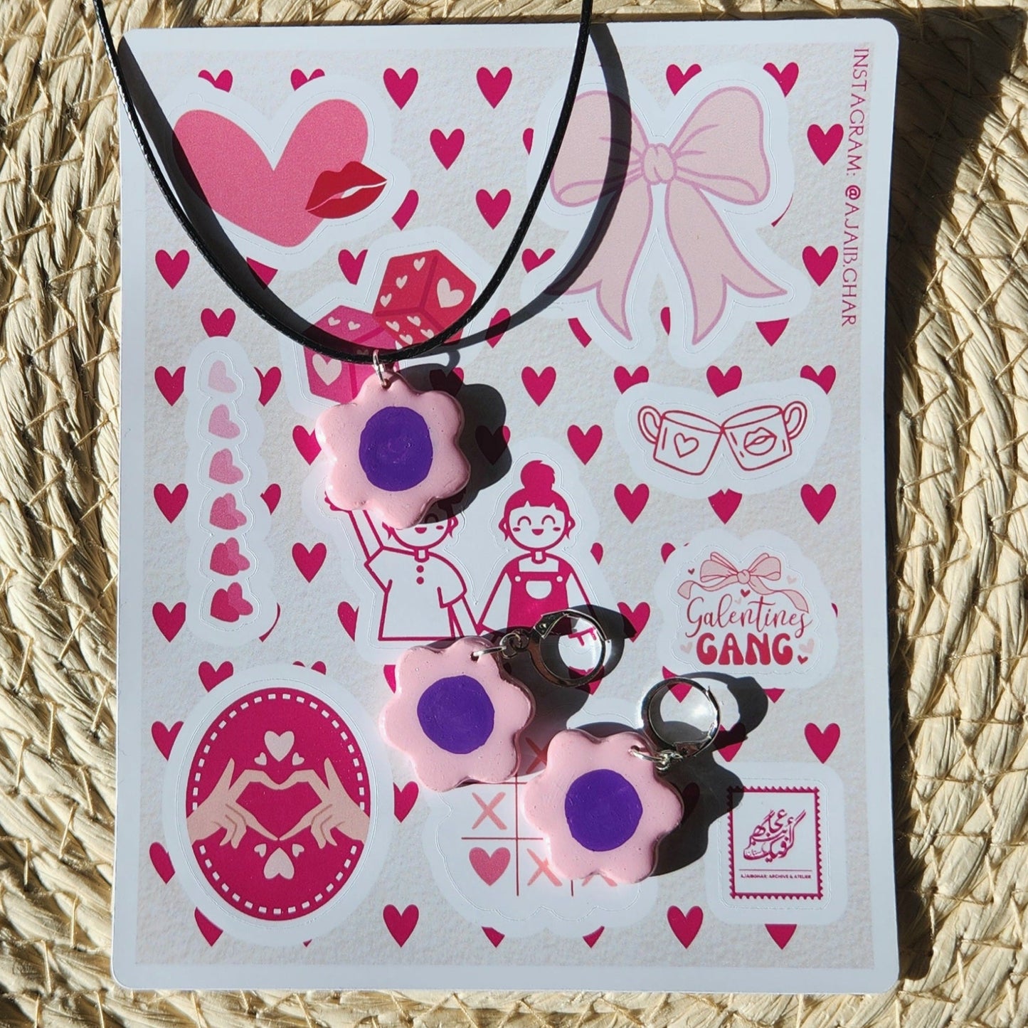 purple flower clay matching set & sticker sheet [KOSH & YOG x AJAIBGHAR]