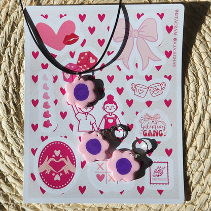 purple flower clay matching set & sticker sheet [KOSH & YOG x AJAIBGHAR]
