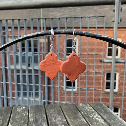 victorian terracotta silver huggie hoop earrings