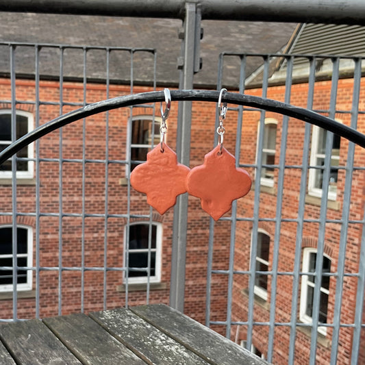 victorian terracotta silver huggie hoop earrings